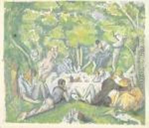 Le Dejeuner Sur L'herbe. by Paul Cezanne