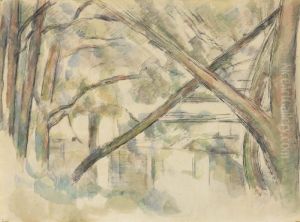 Cezanne Arbres Se Croisant Au Bord De L'eau