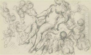 Venus Et Amours - Recto by Paul Cezanne