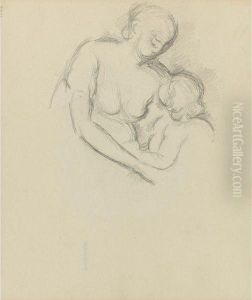 L'amour Et L'amitie, D'apres Pigalle by Paul Cezanne