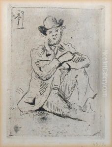 Portrait Du Peintre Armand Guillaumin Aupendu by Paul Cezanne