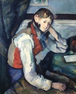 Boy In A Red Waistcoat Leaning On His Elbow