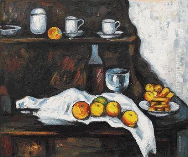 Receptacles, Fruit And Biscuits On A Sideboard - view 1