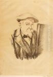 Portrait De Cezanne Par Lui-meme (cezanne Auberet Devant Un Chevalet) by Paul Cezanne