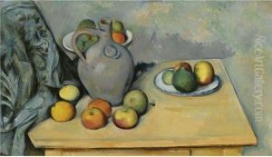 Pichet Et Fruits Sur Une Table by Paul Cezanne