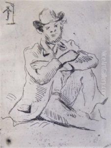 Seated Man With A Hat. by Paul Cezanne