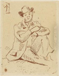 Portrait De Peintre A. Guillaumin Au Pendu. by Paul Cezanne