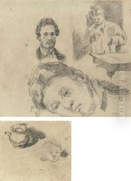 Page Of Studies, Including 
Madame Cezanne Sewing (recto); Head Ofthe Artist's Son, And Kettle 
(verso) - view 1