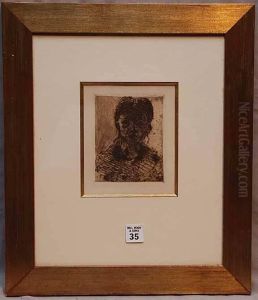 Cezanne , Engraving, Tete De Jeune Fille by Paul Cezanne