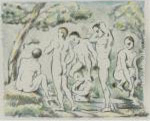 The Small Bathers (venturi 1156; Druick Iii) by Paul Cezanne