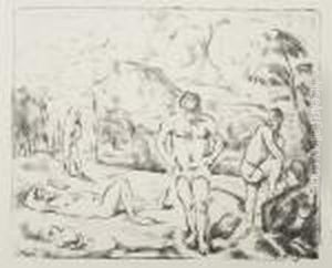 Les Baigneurs (grande Planche) by Paul Cezanne