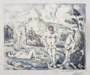 Les Baigneurs (grande Planche) by Paul Cezanne