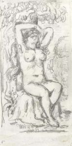 Sitzender Frauenakt (badende), 1873/77. by Paul Cezanne