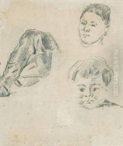 Etudes D'apres Madame Cezanne Et Le Petit Paul by Paul Cezanne
