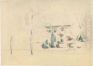 Vue D""""un Bourg by Paul Cezanne