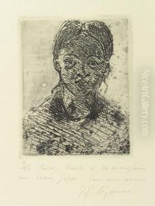 Tete De Jeune Fille. - Portrait De Claudine by Paul Cezanne