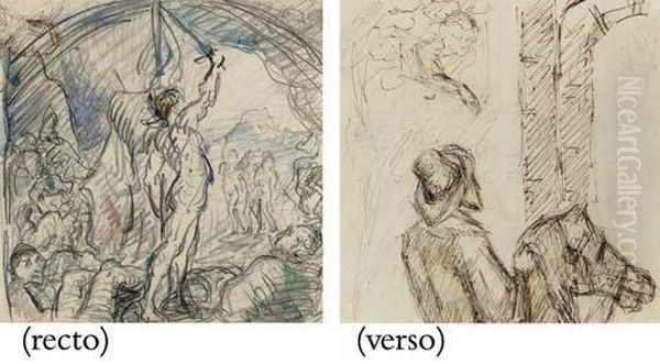 Nu Debout Tenant Une Epee (recto); Homme I Cheval Et Femme I La Fenetre (verso) - view 1