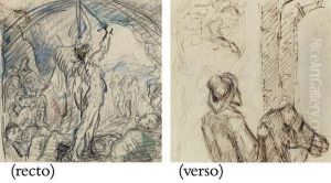 Nu Debout Tenant Une Epee (recto); Homme I Cheval Et Femme I La Fenetre (verso) by Paul Cezanne