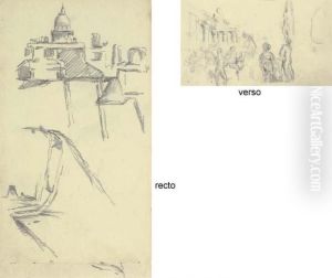 Vue Du Pantheon (recto); Etude De Personnages Avec Colonnade (verso)
