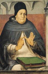 Portrait of St Thomas Aquinas by P. Joos van Gent and Berruguete