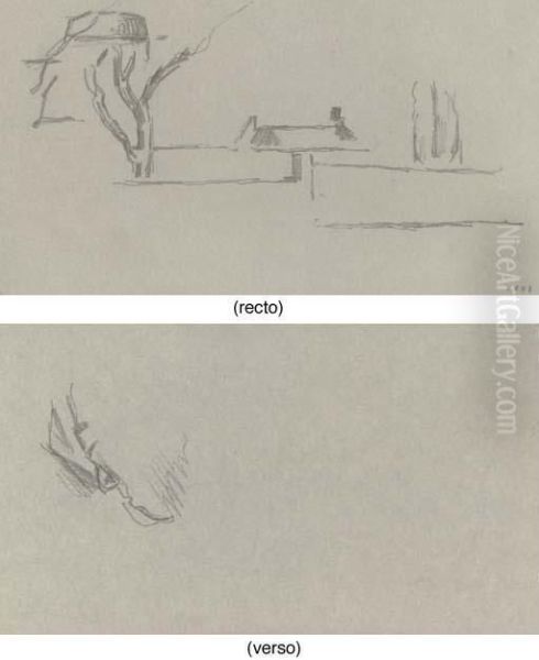 Paysage Avec Pigeonnier (recto); Etude De Tete: Louis-auguste Cezanne (verso) - view 1