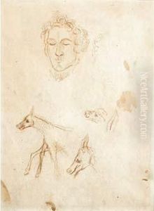 Portrait Et Etude De Tete De Cheval, Circa 1857 by Paul Cezanne