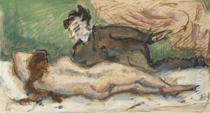 Homme Aupres D'une Femme Nue by Paul Cezanne