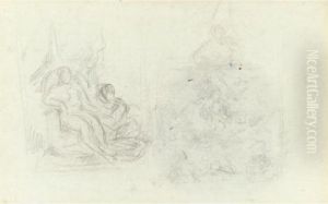 Branches And Etudes De Bathsheba Et L'eternelle Feminine: A Double-sided Drawing by Paul Cezanne