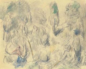 Au Bord De L'etang by Paul Cezanne