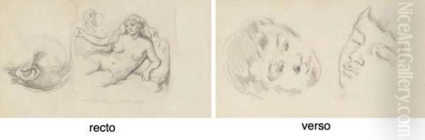 Etude Pour Leda Et Etude De Tete (recto); Deux Etudes De Paul Cezanne Fils (verso) - view 1
