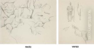 Paysage Aux Rochers Et Arbres, Bibemus (recto); Page D'etudes (verso)