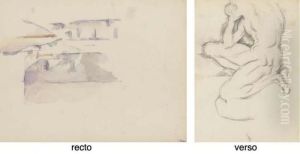 Paysage (le Mur) (recto); D'apres L'ecorche (verso) by Paul Cezanne