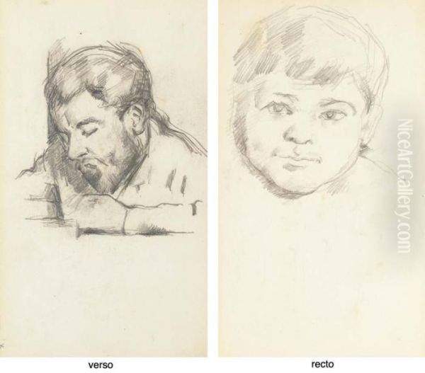 Emile Zola Lisant (recto); Tete De Paul Cezanne Fils (verso) - view 1