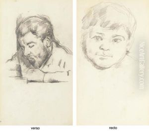 Emile Zola Lisant (recto); Tete De Paul Cezanne Fils (verso) by Paul Cezanne