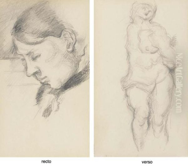 Portrait De Mme Cezanne, Profil 
Gauche (recto); D'apres Michel-ange: Esclave Enchaine (verso) - view 1