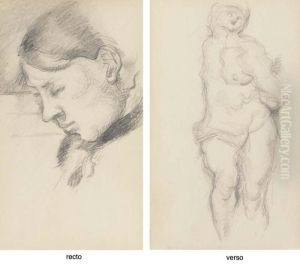 Portrait De Mme Cezanne, Profil 
Gauche (recto); D'apres Michel-ange: Esclave Enchaine (verso) by Paul Cezanne