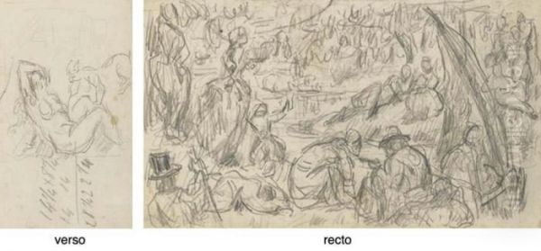Paysage Fantastique (recto); Etude D'une Femme Et D'un Faune (verso) - view 1