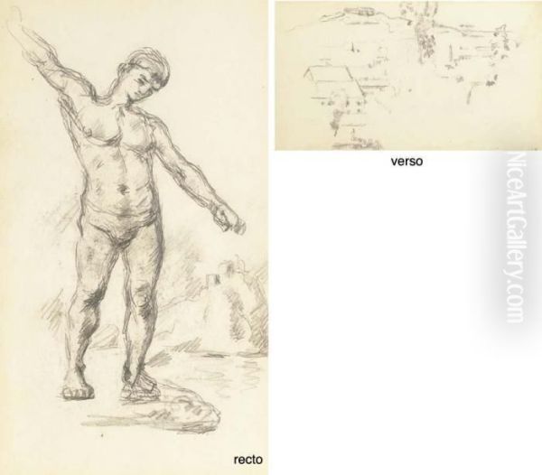 Baigneur Aux Bras Ecartes (recto); Paysage (verso) - view 1