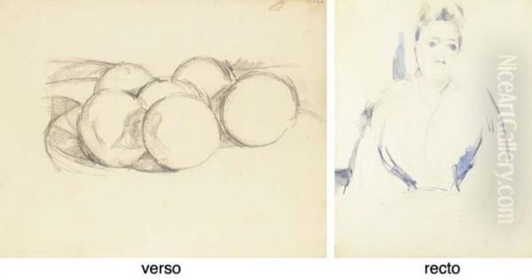 Portrait De Madame Cezanne (recto); Six Pommes Sur Une Assiette (verso) - view 1