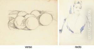 Portrait De Madame Cezanne (recto); Six Pommes Sur Une Assiette (verso) by Paul Cezanne