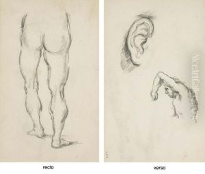 D'apres Luca Signorelli: Etude 
De Jambes (recto); Etudes: Une Oreille Et Figure D'un Homme (verso) by Paul Cezanne