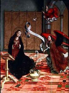 The Annunciation detail from the Altarpiece of St Anne and the Virgin