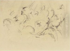 After An Old Master: Knights On Horseback by Paul Cezanne