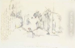 A Rocky Wooded Landscape by Paul Cezanne