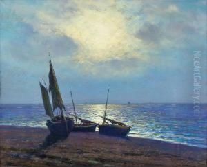 Boote Im Mondschein. by Arsene Chabanian
