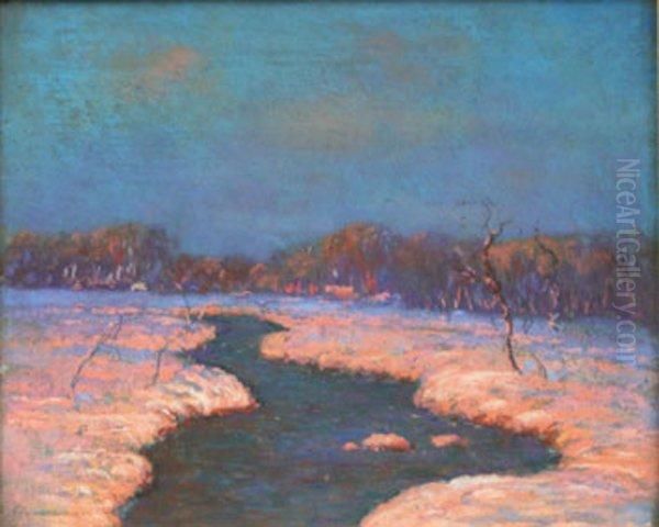 Riviere Serpentant Dans Un Paysageenneige - view 1