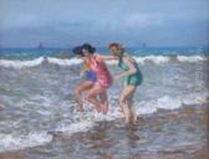 Les Baigneuses Dans Les Vagues by Arsene Chabanian