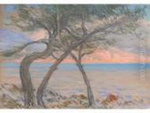 Les Arbres Au Soleil Couchant by Arsene Chabanian