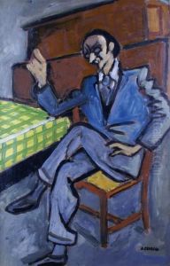 Homme Assis Pres De La Table by Auguste Chabaud