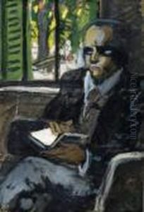 Portrait D'homme Au Livre by Auguste Chabaud